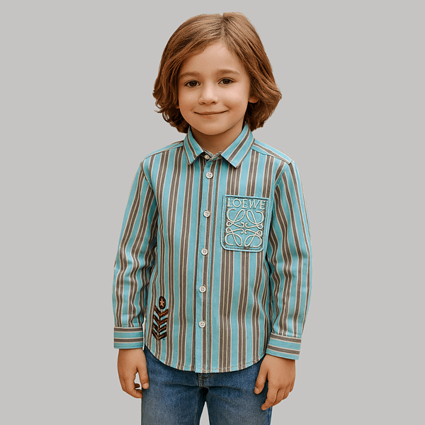 Embroidered Full Sleeves Sky Lining Shirt