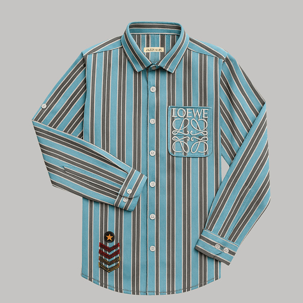 Embroidered Full Sleeves Sky Lining Shirt