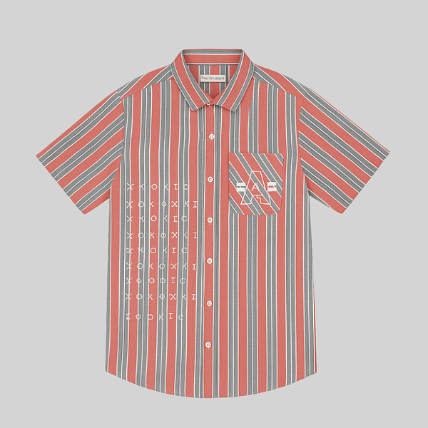 kids half sleeves red lining printed shirt for kids