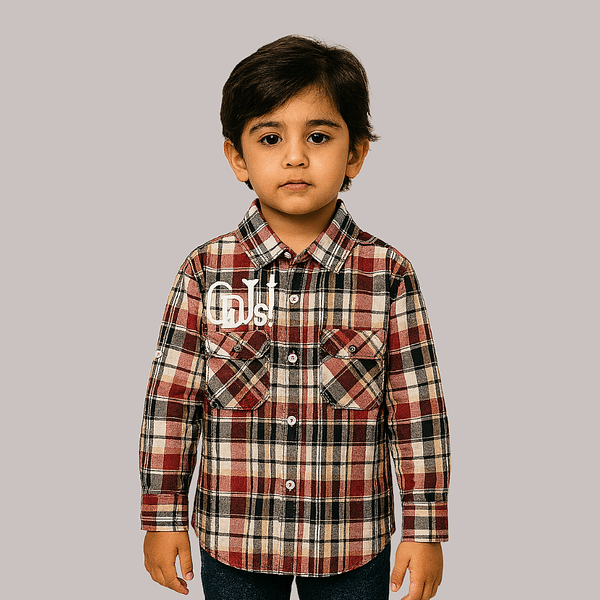 full sleeves check printed shirts for kids