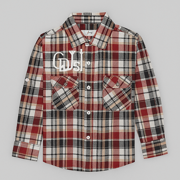 full sleeves check printed shirts for kids