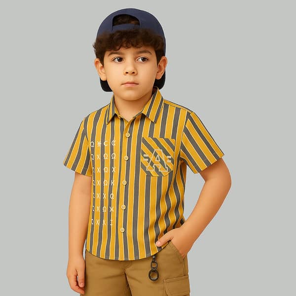 Half Sleeves lining Printed Shirts For Kids