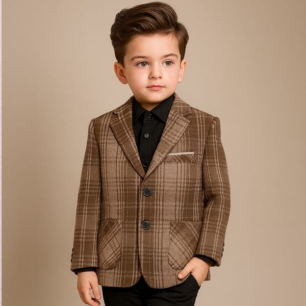 brown check casual coat